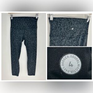 Lululemon Wunder Under Leggings Size 4 High Rise Tight 28” Black Camo Leopard‎